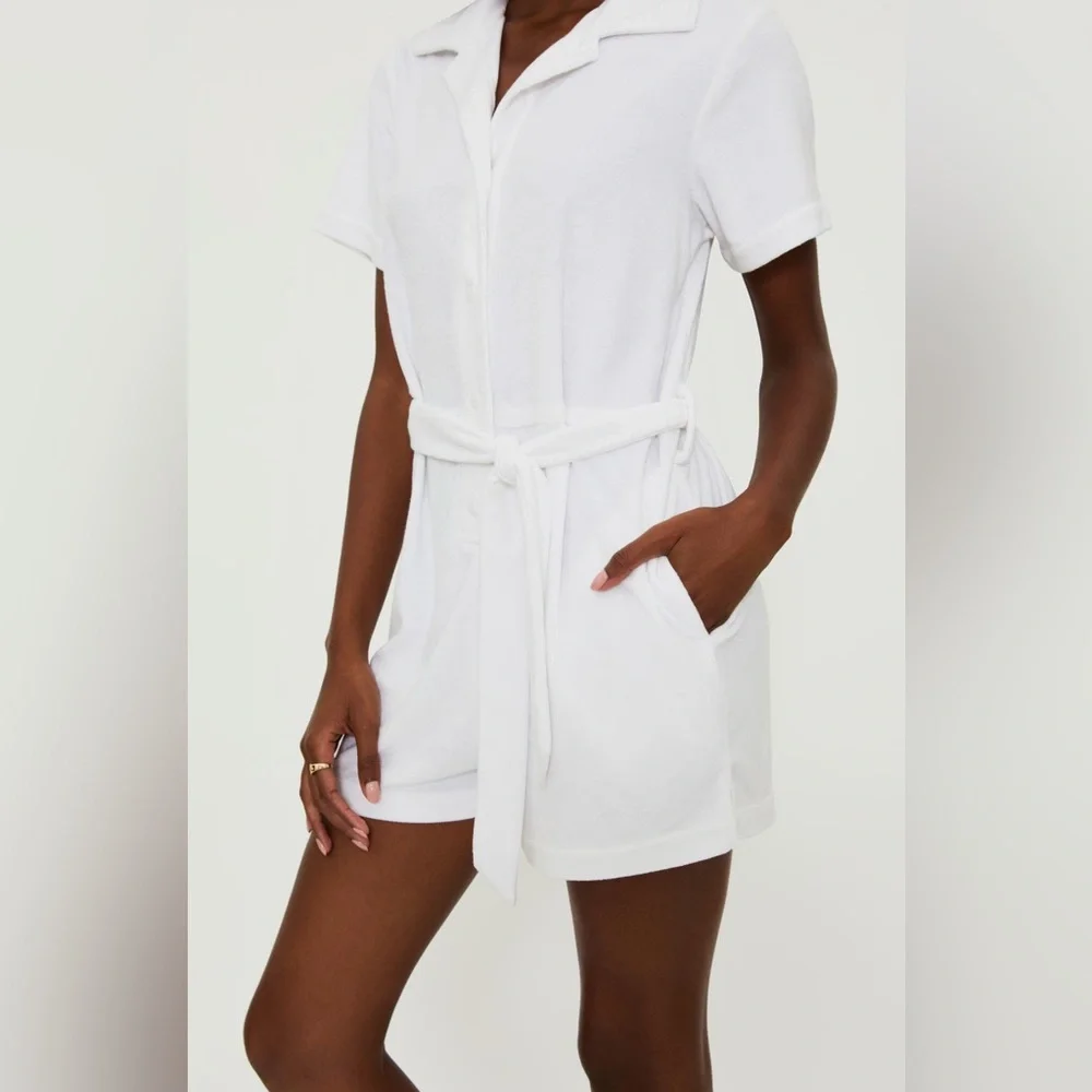 BEACH RIOT GIA BELTED COVER UP RAMPER, Size Medium, $158